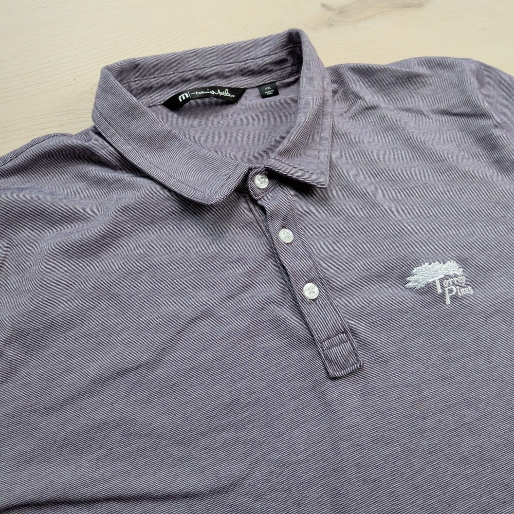 Travis Mathew Polo Shirt Mens 2XL Torrey Pines The Zinna Purple Striped Golf